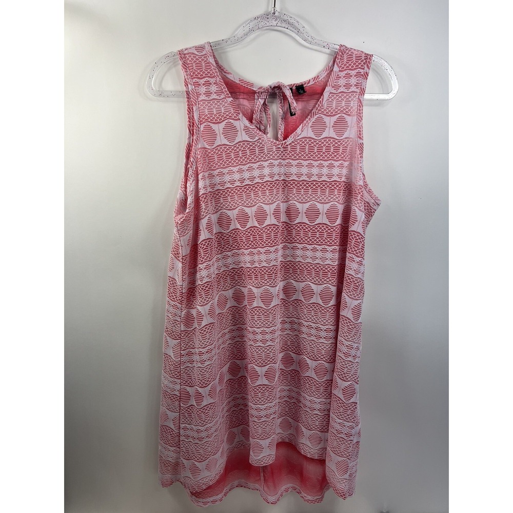 Pacific Beach Sleeveless Swim‎ Cover-Up Women's Sz L Pink/White V-Neck